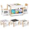 Multifunctional Kids Art and Study Table Set with Chalkboard Top and 2 Ergonomic Chairs and Toy Storage